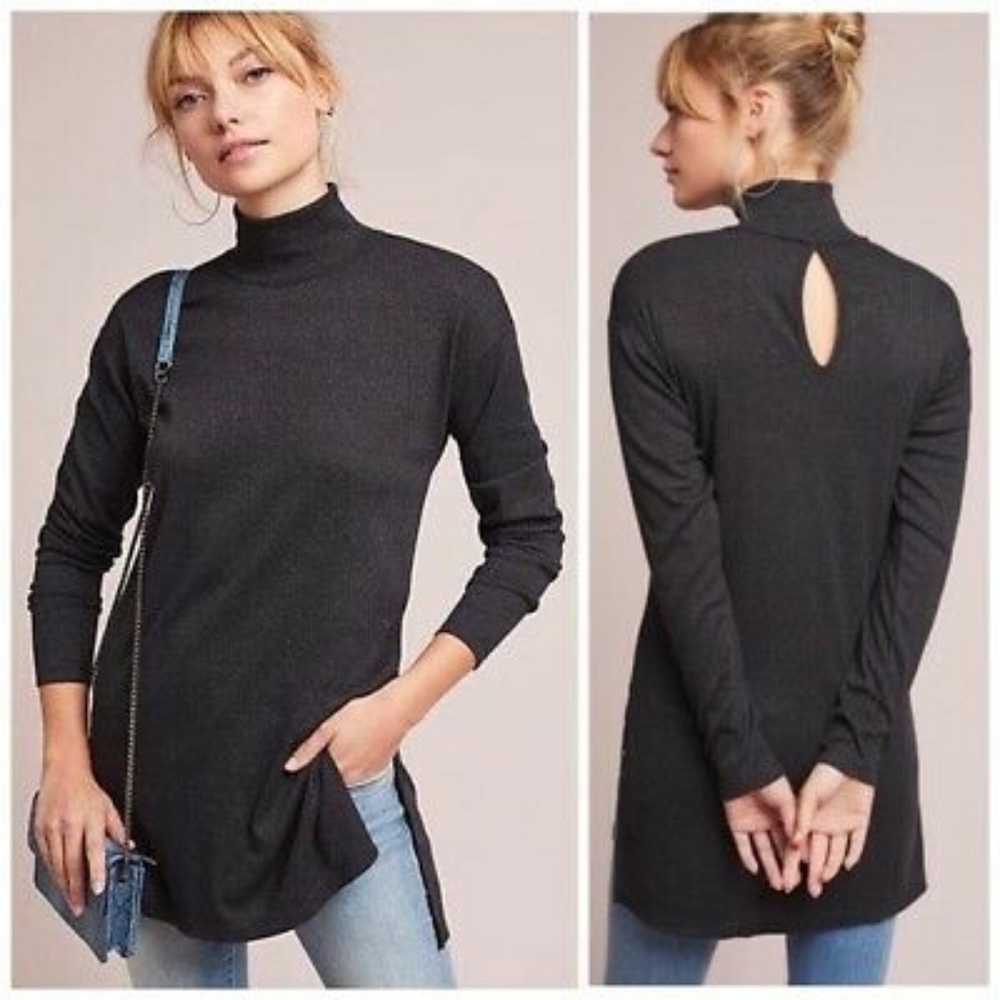 Vanessa Virginia Black Keyhole Sweater Tunic Small